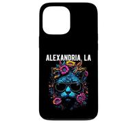 Alexandria LA Chat Portant des Lunettes de Soleil et Fleurs Coque pour iPhone 13 Pro Max
