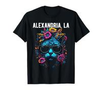 Alexandria LA Chat Portant des Lunettes de Soleil et Fleurs T-Shirt