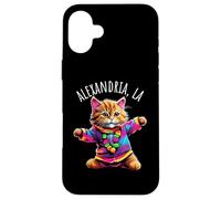 Alexandria, Los Angeles, États-Unis, Motif Amusant et coloré de Chat Dansant. Coque pour iPhone 16 Plus