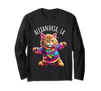 Alexandria, Los Angeles, États-Unis, Motif Amusant et coloré de Chat Dansant. Manche Longue
