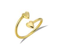 ALEXCRAFT Bague Coeur Femme Or Fine, Ajustable Hypoallergéniques, Acier, Bagues Empilables 14K Or Plaqué, Bague Pouce Ouvert, Bagues de Couple pour Femme Fille Homme