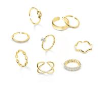 ALEXCRAFT Bague Femme Acier Inoxydable Argent Or Palque Empilables Bijoux | Bague Ensemble Dix Pièces Tendances Superposables Adaptée à Tous Scénarios Port Quotidien
