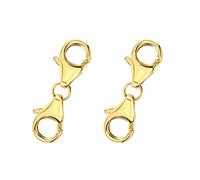 ALEXCRAFT Boucle de connexion dorée et argentée, double boucle au design classique de homard avec chaîne d'extension, hypoallergénique, livrée avec un chiffon de polissage argenté, indispensable pour