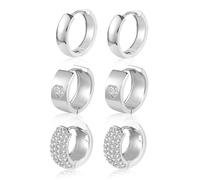 ALEXCRAFT Boucle Oreille Femme Argent 925 Creole Plaqué Or 14K Creoles Acier Inoxydable Ensembles Boucle Boreille Or