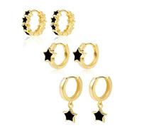 ALEXCRAFT Boucles d'oreilles Coeur Femme 925 Post Boucles d'oreilles Etoiles Or Boucles d'oreilles Femme Or Pendantes Ensemble de Trois