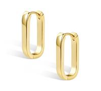 ALEXCRAFT Boucles d'Oreilles Femme Or, Grandes Épaisses Créoles, Longues Carrées Oreilles femme, Rondes d'Oreilles, Géométrique, Chunky, Hypoallergéniques, Plaquéo Or 14 Carats, Bijoux Cadeaux