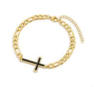 ALEXCRAFT Bracelet Dames Or Réglable 17+5Cm Rigide Homme Croix Bracelet Acier