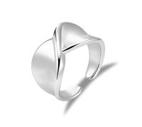 ALEXCRAFT Chunky Ringe Gold Silber für Damen Herren, Vintage Ring gen 14K Vergoldet Einfacher Offen, 7.5" Verstellbar Statement Drehring Dick Groß Glatter Schmuck für Frauen Freundin