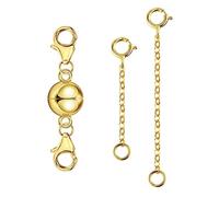 ALEXCRAFT Collier fermoir magnétique rallonge collier, chaîne argent sterling 925 rallonge (1, 2 pouces), collier rond avec fermoir aimanté pour collier bracelet fabrication de bijoux, Or