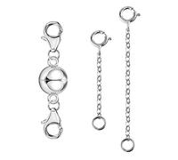 ALEXCRAFT Collier fermoir magnétique rallonge collier, chaîne argent sterling 925 rallonge (1, 2 pouces), collier rond avec fermoir aimanté pour collier bracelet fabrication de bijoux, Argent