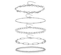 ALEXCRAFT Ensemble de bracelets en argent pour femme, bijoux avec perles, cadeau pour femme, petite amie, maman, fille (5 pièces)