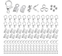 ALEXCRAFT Kit de bijoux pour fabrication de bracelets et accessoires - 1150 pièces - Fermoirs de homard, anneaux ouverts, fermoirs de colliers et bracelets - Alliage d'aluminium et de fer - Or blanc