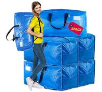 AlexHome Lot de 5 sacs de déménagement très résistants en plastique réutilisables, compatibles avec chariot Ikea Frakta (bleu)
