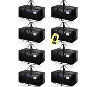 AlexHome Lot de 8 sacs de déménagement extra larges en plastique réutilisables, conteneurs de rangement pour vêtements, compatibles avec le chariot Ikea Frakta, noir