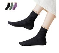 Alexis Leroy Chaussettes Femme Chaussettes Mi-Mollet Décontractées Respirant Confort 3 Paires Noir/Vert/Violet