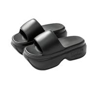 Alexis Leroy Pantoufles Douillettes pour Femmes Chaussons d'intérieur Confortables avec Semelle Anti-Dérapante Été Plage À Semelles Épaisses Noir Platform 37/38 EU