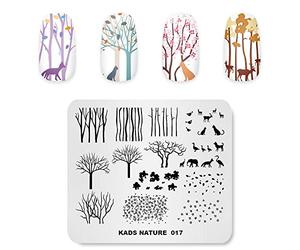 Alexnailart Nail Art Stamping Plate Stamp Modèle Image Nature Arbre Direction générale de la forêt Animaux de la forêt Modèle Nail Art Stamper Vernis à ongles Outil de bricolage