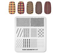 Alexnailart Plaque de nail stamping en acier inoxydable - Motifs géométriques - Nail art (GE017)