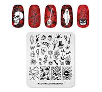 Alexnailart Plaque de stamping pour ongles de Noël, Halloween, modèles de manucure, accessoire pour décorer les ongles par tamponnage, motif Halloween 007