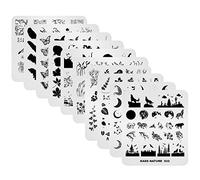 Alexnailart Plaques de nail stamping, lot de 10 pièces, série nature avec plusieurs motifs, modèles d'image pour le design des ongles, pochoirs pour manucure