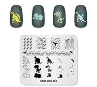 Alexnailart Plaques d'estampage Nail Art Gabarits de gabarit Manucure Dinosaure mignon Multi-Pattern Design Nail Art Outils