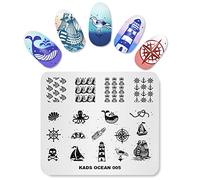 Alexnailart Plaques d'estampage Nail Art Gabarits de gabarit Manucure Océan Bleu Marine Phare de poisson ancre Vague Multi-Pattern Design Stamping Image Outils de pochoir Nail Art