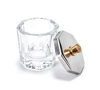 Alexnailart Plat en cristal de verre avec couvercle en métal pour nail art acrylique