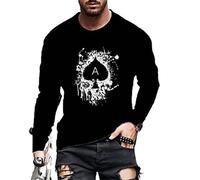 ALEYHA T-Shirt Homme Printemps Automne Col Rond Simplicité Pull Hommes Manches Longues Imprimé Motif Jeune Sweat-Shirt Hommes sans Capuche Sport Décontracté Vacances Streetwear Hommes OA-10 M