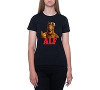Alf Retro Thumb Up T-Shirt Noir Femme Manches Courtes Col Rond Black Womens L