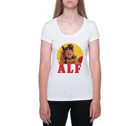 Alf Rose dans Bouche T-Shirt Blanc Femme Manches Courtes Col Rond White Womens L