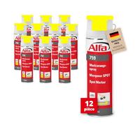 Alfa 759 Spray de marquage, 12 pièces, jaune 500 ml (Marqueur SPOT) en couleurs néon pour des marquages longue durée