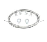 ALFA LOGISTIK Cable Acier 4mm Diamètre 10m Circuit - Lot de Câble en Acier avec 4 Serre-Câbles et 2 Cosses - Cable Metallique - Câble Acier 4mm avec Œillets - Cable D'acier