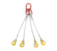 Alfa Logistik Corde métallique à 4 brins avec crochets à œillets, 10 mm x 10 m, câble métallique haute résistance avec crochets à œillets pressés inamovibles