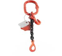 Alfa Logistik Élingue à Chaîne 1 Brin 8mm x 1m avec Crochet à Chape Autobloquant et Crochet de Raccourcissement - Chaîne de Levage Galvanisée et Robuste Qualité 8 - Élingue de Levage