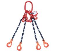 Alfa Logistik Élingue à Chaîne 4 Brin 8mm x 2m avec Crochets à Chape Autobloquant et Crochets de Raccourcissement - Chaîne de Levage Galvanisée et Robuste Qualité 8 - Élingue de Levage