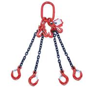 Alfa Logistik Élingue à Chaîne 4 Brins 8mm x 3m avec Crochets à Chape et Crochets de Raccourcissement - Chaîne de Levage Robuste Qualité 8 - Élingue de Levage pour Grues et Charges Lourdes
