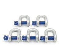 ALFA LOGISTIK Manille 1t Capacité de Charge 5 Pièces Droite avec Boulon à Œil - Manille Droite Forme DW - Manille en Acier à Haute Résistance Galvanisée à Chaud - Manille de Levage