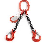 Alfa Logistik Suspension à 2 brins 13 mm x 2 m - Chaîne d'arrêt haute résistance - Chaîne de grue robuste - Chaîne de qualité 8 - Chaîne pour grues avec crochet à tête de fourche