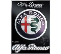 Alfa Romeo autocollant chromé Officiel 1 logo et 1 inscription, dimensions de la table 94 x 131 mm