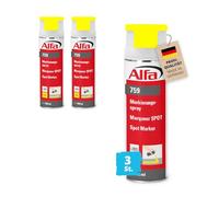 Alfa Spray de marquage - Traceur chantier jaune fluo - 500 ml - 6 pièces | Spray de marquage couleur fluo pour asphalte, béton, bois et plus. Haute visibilité, adhère sur surfaces humides, 360°.
