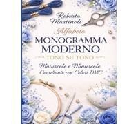 Alfabeto Monogramma Moderno Tono su Tono: Maiuscole e Minuscole Coordinate con Colori DMC