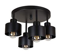 alfalux Plafonnier LED Suspension Luminaire Pour Salon Cuisine Chambre Industriel En Métal Noir 4 abat-jours 4OST3030SC