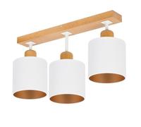 alfalux Plafonnier Suspension Luminaire 10 x 10 x 31 cm Pour Salon Cuisine Chambre En Bois Laqué Blanc 3 abat-jours CL-WE50x7BU-WE