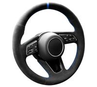 Alfanxi Housse de volant en alcantara cousue à la main pour Audi A3 A4 A5 S4 Q2 Q3 RS5 S5 Premium avec palettes de changement de vitesse (rayures bleues)