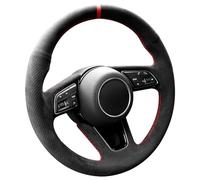 Alfanxi Housse de volant en alcantara cousue à la main pour Audi A3 A4 A5 S4 Q2 Q3 RS5 S5 Premium avec palettes de changement de vitesse (rayures rouges)