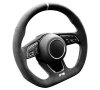 Alfanxi Housse de volant en alcantara pour Audi RS3 RS4 RS5 S3 S4 S5 avec palettes de changement de vitesse (rayures blanches)