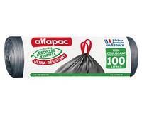 alfapac - 10 sacs-poubelle 100L à lien coulissant ultra-résistant - fabriqués en France - bi-matière recyclée & végétale