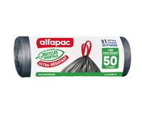 alfapac - Sacs Poubelle à Lien Coulissant - Ultra-Résistants - Bi-Matière Recyclée et Végétale - Fermeture Pratique - Antifuite - Fabrication Française - 10 x 50L