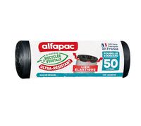 alfapac - 10 sacs-poubelle - lien élastique - ultra-résistant - 50L | lien élastique pour fixer le sac à la poubelle - fabriqués en france - bi-matière recy végétale