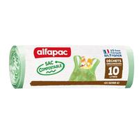 alfapac - 15 sacs compostables pour déchets organiques - poignées - 10L | fabriqués en France